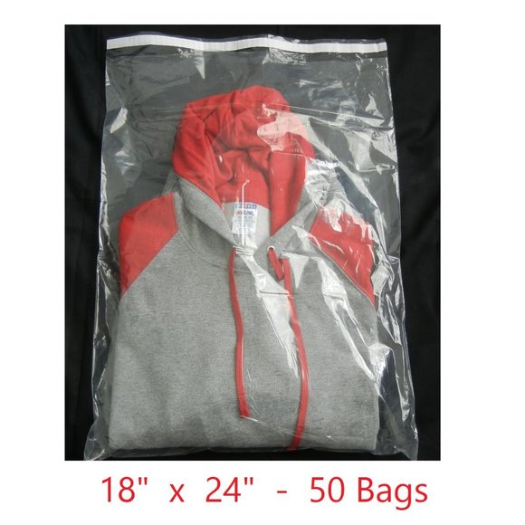 Large Resealable Clear Poly Bags 18" x 24"  Qty 50 - Picture 1 of 4